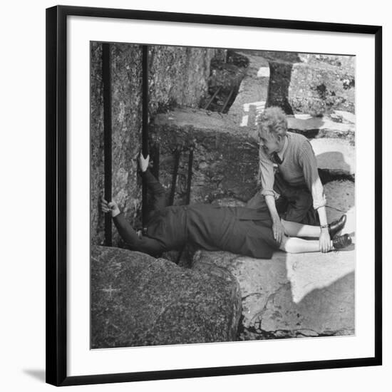 Woman Kissing the Blarney Stone-Hans Wild-Framed Photographic Print