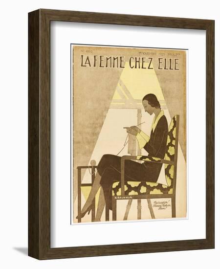 Woman Knitting 1929-null-Framed Photographic Print