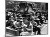 Woman Knitting Among Lunchtime Loungers Relaxing at Base of Statue at New York Public Library-Alfred Eisenstaedt-Mounted Photographic Print