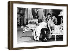 Woman Laid on the Kneel of a Man Have Her Bottom Smacked, 40'S-null-Framed Photo