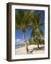 Woman Leaning Against Palm Tree, Princess Cays, Eleuthera Island, West Indies, Caribbean-Richard Cummins-Framed Photographic Print