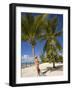 Woman Leaning Against Palm Tree, Princess Cays, Eleuthera Island, West Indies, Caribbean-Richard Cummins-Framed Photographic Print