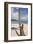 Woman Leaning on Palm Tree at Magens Bay-Macduff Everton-Framed Photographic Print