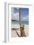 Woman Leaning on Palm Tree at Magens Bay-Macduff Everton-Framed Photographic Print