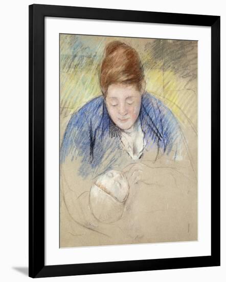 Woman Leaning over Baby-Mary Cassatt-Framed Giclee Print