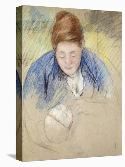 Woman Leaning over Baby-Mary Cassatt-Stretched Canvas