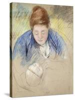 Woman Leaning over Baby-Mary Cassatt-Stretched Canvas