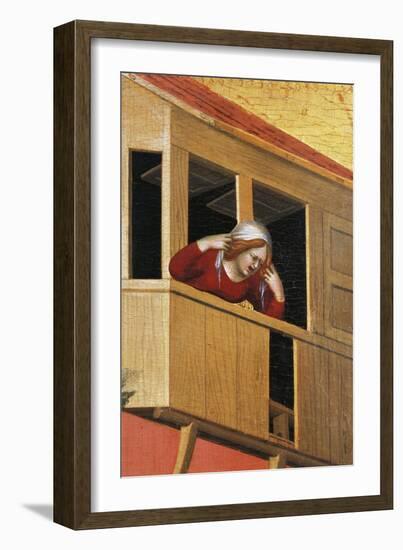 Woman Leaning over Balcony-Simone Martini-Framed Giclee Print