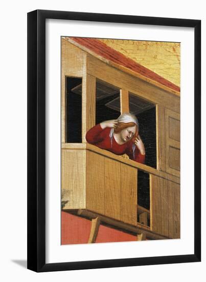 Woman Leaning over Balcony-Simone Martini-Framed Giclee Print