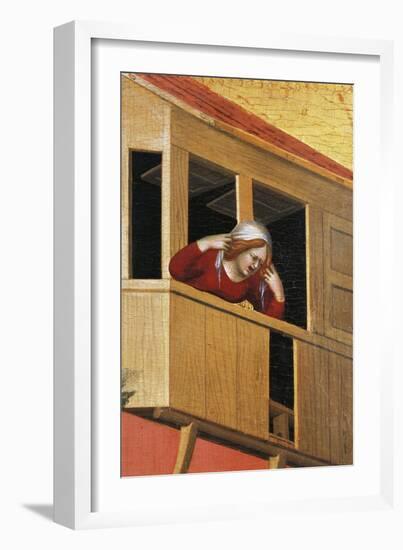 Woman Leaning over Balcony-Simone Martini-Framed Giclee Print