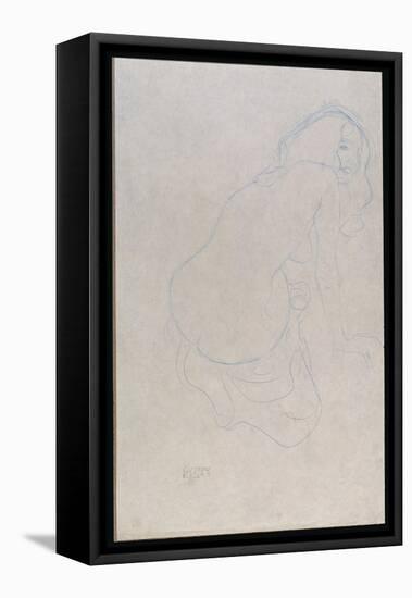 Woman Leaning to the Right with Long Hair, C.1910-11-Gustav Klimt-Framed Stretched Canvas