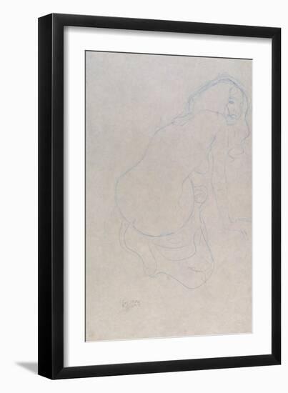 Woman Leaning to the Right with Long Hair, c.1910-11-Gustav Klimt-Framed Giclee Print