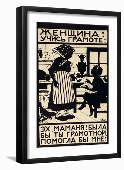 Woman! Learn Your Letters!, 1923-Elizaveta Sergeevna Kruglikova-Framed Premium Giclee Print