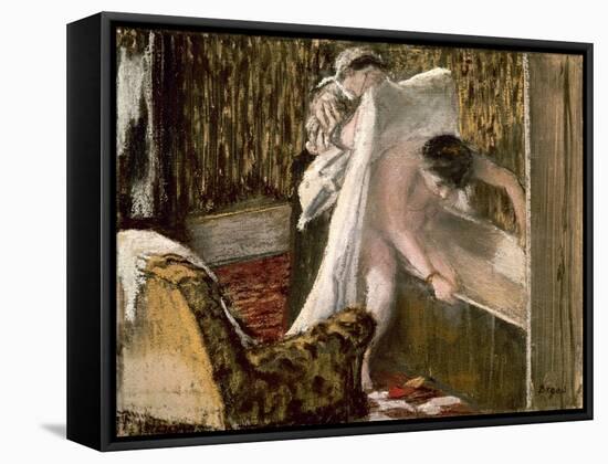 Woman Leaving Her Bath, 1877-Edgar Degas-Framed Stretched Canvas