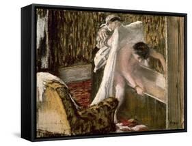 Woman Leaving Her Bath, 1877-Edgar Degas-Framed Stretched Canvas
