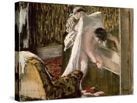 Woman Leaving Her Bath, 1877-Edgar Degas-Stretched Canvas