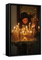Woman lighting a candle, Trinity Cathedral-Godong-Framed Stretched Canvas