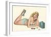 Woman Listening to Radio-null-Framed Art Print