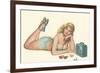 Woman Listening to Radio-null-Framed Premium Giclee Print