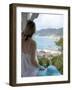 Woman Looking at Cruise Ship in Port, Charlotte Amalie, St. Thomas, US Virgin Islands, Caribbean-Angelo Cavalli-Framed Photographic Print