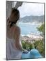 Woman Looking at Cruise Ship in Port, Charlotte Amalie, St. Thomas, US Virgin Islands, Caribbean-Angelo Cavalli-Mounted Photographic Print