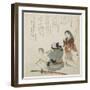 (Woman Looking at the Man with Mirror and Sword), C. 1816-1819-Teisai Hokuba-Framed Giclee Print