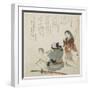 (Woman Looking at the Man with Mirror and Sword), C. 1816-1819-Teisai Hokuba-Framed Giclee Print