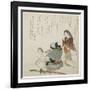 (Woman Looking at the Man with Mirror and Sword), C. 1816-1819-Teisai Hokuba-Framed Giclee Print