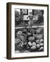 Woman Looking at Victory Garden Harvest Sitting on Lawn, Waiting to Be Stored Away for Winter-Walter Sanders-Framed Photographic Print