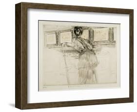 Woman Looking at Watteau Drawings in the Louvre, C. 1895-Paul Cesar Helleu-Framed Giclee Print