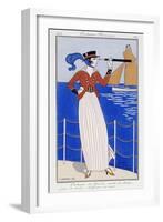 Woman Looking in a Long View, in Yatch Suit - Fashion 1914-Georges Barbier-Framed Giclee Print