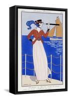 Woman Looking in a Long View, in Yatch Suit - Fashion 1914-Georges Barbier-Framed Stretched Canvas