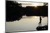 Woman looking out across a lake in rural Finland-David Pickford-Mounted Premium Photographic Print