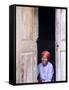 Woman Looks Out from Her Doorway on Ilha Do Mozambique-Julian Love-Framed Stretched Canvas