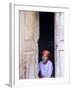 Woman Looks Out from Her Doorway on Ilha Do Mozambique-Julian Love-Framed Photographic Print