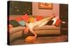 Woman Lounging on Couch, Retro-null-Stretched Canvas