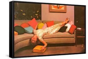 Woman Lounging on Couch, Retro-null-Framed Stretched Canvas