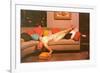 Woman Lounging on Couch, Retro-null-Framed Art Print