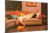 Woman Lounging on Couch, Retro-null-Mounted Art Print