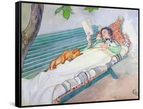 Woman Lying on a Bench, 1913-Carl Larsson-Framed Stretched Canvas