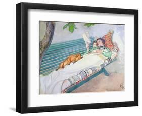 Woman Lying on a Bench, 1913-Carl Larsson-Framed Premium Giclee Print