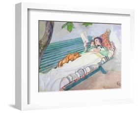 Woman Lying on a Bench, 1913-Carl Larsson-Framed Premium Giclee Print