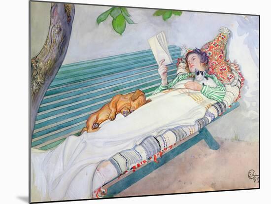 Woman Lying on a Bench, 1913-Carl Larsson-Mounted Giclee Print