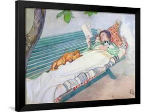 Woman Lying on a Bench, 1913-Carl Larsson-Framed Giclee Print