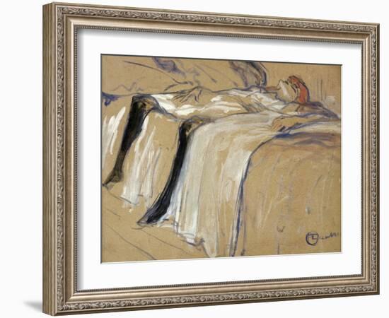 Woman Lying on Her Back - Lassitude, Study for "Elles", 1896-Henri de Toulouse-Lautrec-Framed Giclee Print