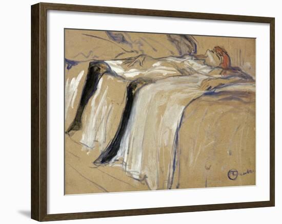 Woman Lying on Her Back - Lassitude, Study for "Elles", 1896-Henri de Toulouse-Lautrec-Framed Giclee Print