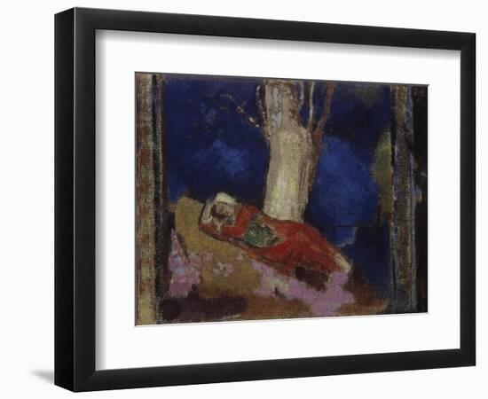 Woman Lying under the Tree-Odilon Redon-Framed Giclee Print