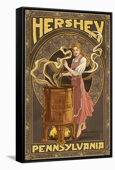 Woman Making Chocolate - Hershey, Pennsylvania-Lantern Press-Framed Stretched Canvas