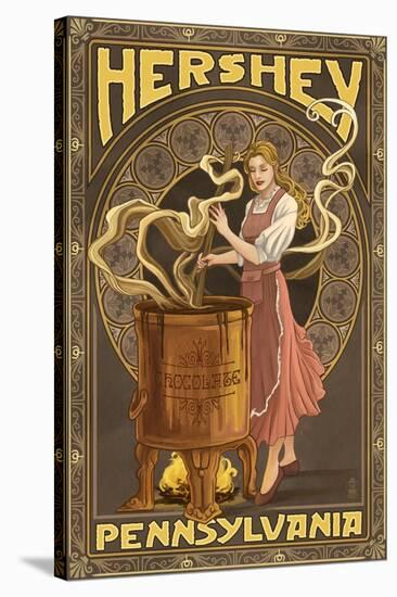 Woman Making Chocolate - Hershey, Pennsylvania-Lantern Press-Stretched Canvas