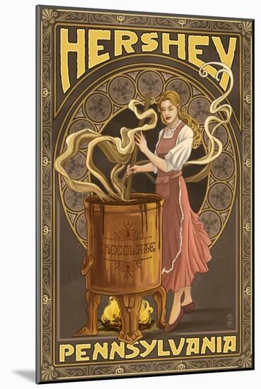 Woman Making Chocolate - Hershey, Pennsylvania-Lantern Press-Mounted Art Print